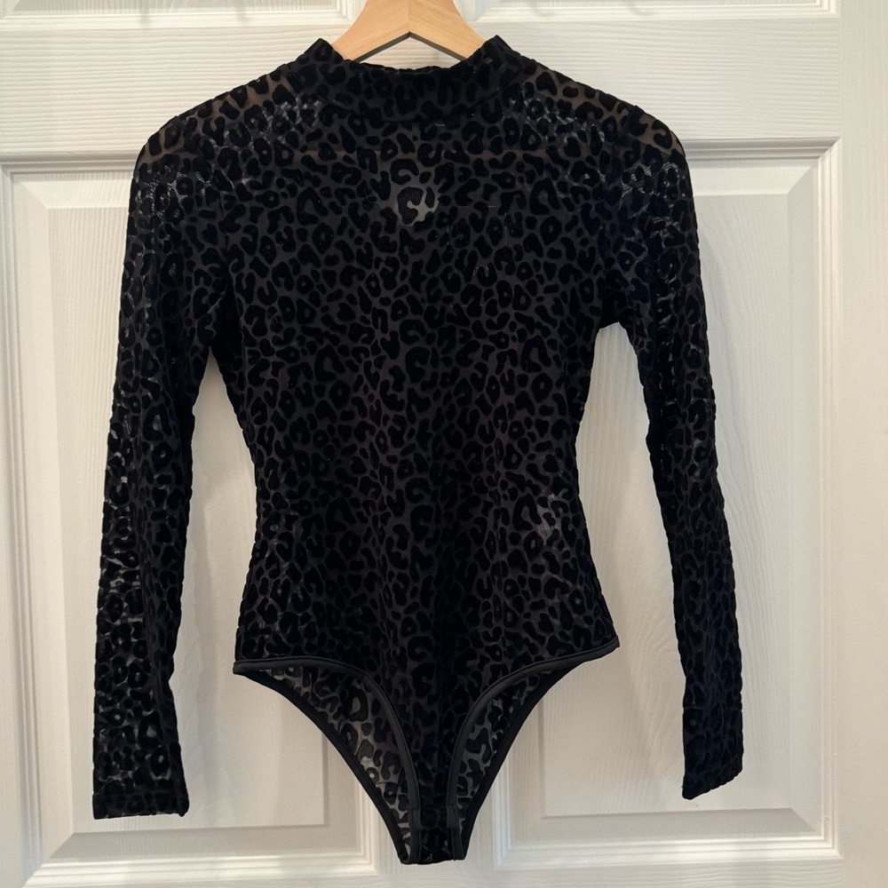 Sheer Black Leopard Bodysuit